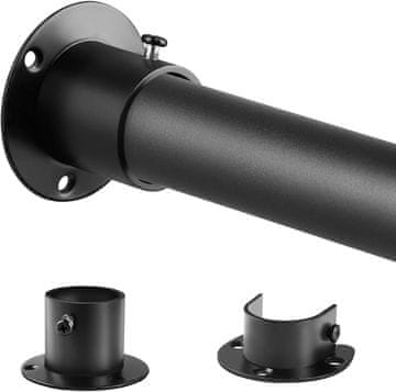 Nikcorp Teleskopska šipka za odjeću, podesiva 74-161 cm, crna, nehrđajući čelik, promjer 32 mm, heavy duty nosač za ormar, kupaonicu ili balkon, set s vijcima za brzu i stabilnu montažu, izdržljiva