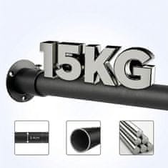 Nikcorp Teleskopska šipka za ormar 74-131 cm, izdržljiva šipka za odjeću od nehrđajućeg čelika, promjer 32 mm, podesiva za garderobu i kupaonicu, crna, set s nosačima i vijcima za brzu montažu