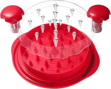 Nikcorp Ručna rotacijska sjeckalica za meso, piletinu i svinjetinu, crvena, protuklizna baza, BPA free plastika, otporna na toplinu do 180°C, periva u perilici posuđa, za brzu pripremu tacosa i salata