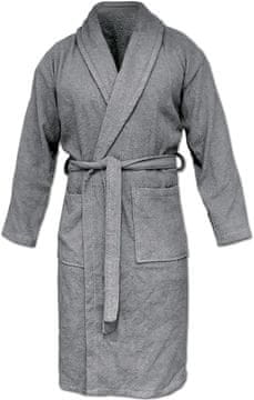 Nikcorp Luksuzni frotirni ogrtač unisex, 100% pamuk, sivi, šal-ovratnik, 2 džepa, vezanje remenom, mekani kućni ogrtač za saunu, bazen i putovanja, lagan i kompaktan, univerzalna veličina, periv u perilici