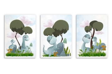 Set dječjih postera pastelni dinosauri za dječju sobu 30x40