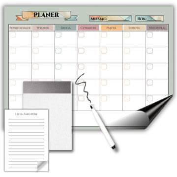 Magnetski kalendar, tjedni planer za hladnjak + olovka za bilježnicu