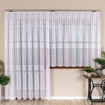 Adrianna gotova zavjesa, žakard, bijela, s ornamentima, 300x250 cm