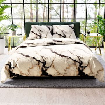 Lusaria set posteljine od krem pamučnog satena s printom 220x200 cm