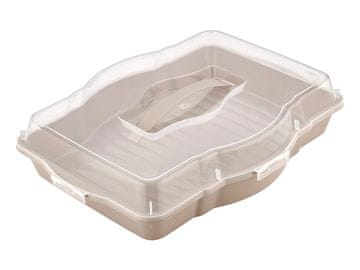 PRAKTYCZNA Plastična posuda za torte pastelna 46X35X10CM 3u1 bež