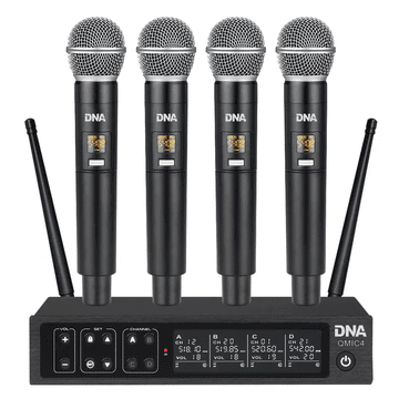 DNA QMIC4 bežični mikrofon 4x ručni odašiljač prijemnik ozvučenje UHF 518-542 MHz set