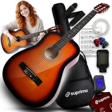 Mo CGS3 SB klasična gitara 4/4 sunburst za početnike, štimer, trzalice, remen, rezervne žice, kofer, set akorda
