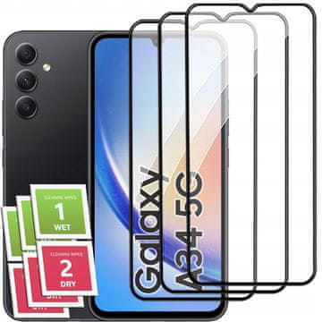 3x kaljeno staklo za cijeli ekran ZA Samsung A34 5G puno 5D kaljeno staklo