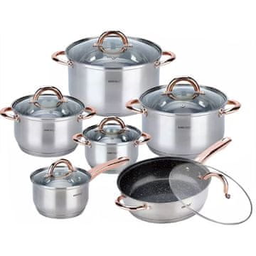 KINGHoff Rosegold KH-1766 set od 12 čeličnih lonaca
