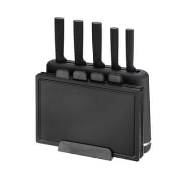 MAESTRO Set noževa s kuhinjskim daskama na stalku, crni MR-1412-BL