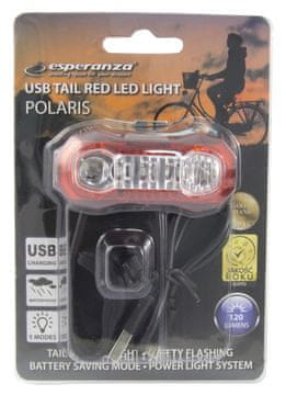 EOT021 LED svjetlo za bicikl STRAŽNJE USB 120 lumena 5 načina rada Polaris
