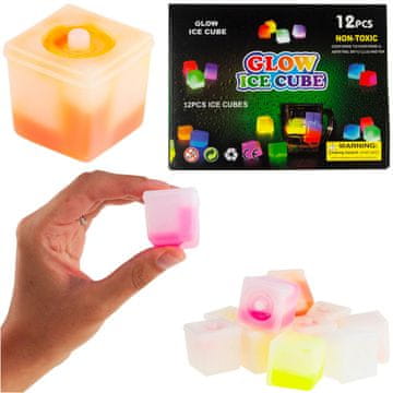 TG53193 Kocke leda svijetleće šarene fluo 12 kom kockica leda