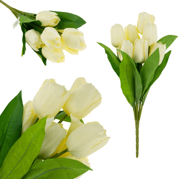 CV10614-10 buket od 9 umjetnih tulipana ecru bijeli tulipan