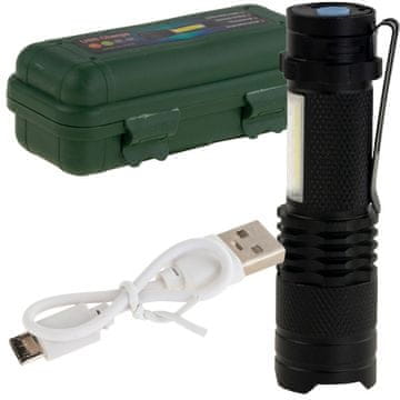 TG64636 taktička LED svjetiljka sa zoom cree Q5 diodom i USB-om + kućište