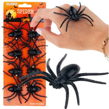 Umjetni pauci, crni, ukrasi za Noć vještica, crna tarantula, set od 8, 8 cm
