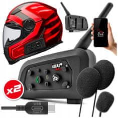 Ejeas V6 Pro+ Plus motociklistički interfon s 2 kacige, USB-C i Bluetooth aplikacijom