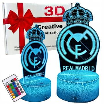 Creative Noćno svjetlo s grbom Real Madrida za djecu, 16 LED 3D + daljinski upravljač