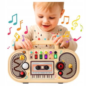 N&Y Drvena Montessori ploča za edukaciju, radio, manipulativna LED