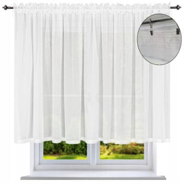 Gotova ravna zavjesa s paspulom 400x140 za dnevni boravak, glatke voile zavjese, bijela