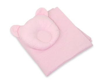 MY SWEET BABY Dječja posteljina s punjenjem, poplun i konturirani jastuk Medvjedić - set od 2 dijela - roza
