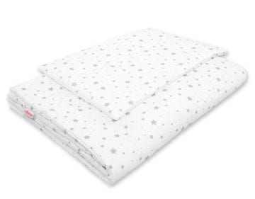 Bobono Dječji set posteljine s punjenjem 135x100 cm - mini sive zvjezdice na bijeloj pozadini