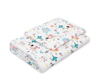 Bobono Set posteljine za bebe s punjenjem, 2 dijela, 75x100cm NOVOROĐENČE - plavi medvjedići