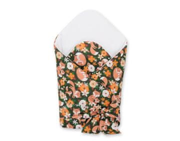 Bobono 2-u-1 dječja maramica s vezicama, učvršćena i mekana - obitelj lisica na zelenoj podlozi