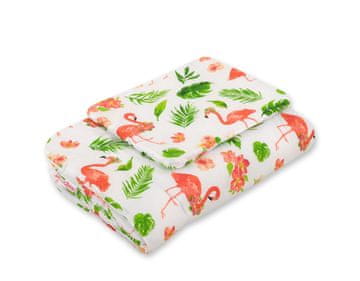Bobono Set posteljine za bebe s punjenjem, 2 dijela, 75x100cm NOVOROĐENČE - koraljni flamingosi
