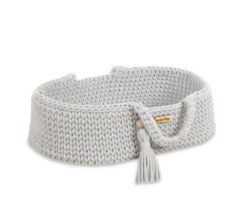 MY SWEET BABY Nosiljka za lutke Moses Basket BOHO od pamuka - svijetlosiva