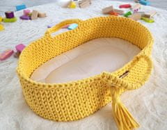 MY SWEET BABY Nosiljka za lutke Moses Basket boho pamučna - žuta