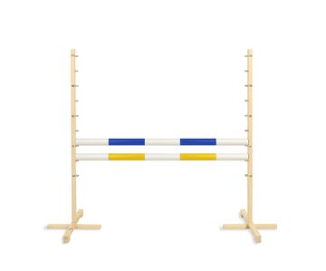 BB Prepona za skakanje za hobi konja 120 cm, dvije grede - plava i žuta
