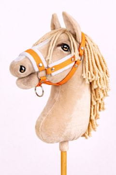 BB Hobby Horse A3 neonsko narančasta podesiva ogrlica za konje s bijelim krznom