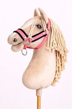 BB Hobby Horse A3 neonsko ružičasta podesiva ogrlica za konje s crnim krznom