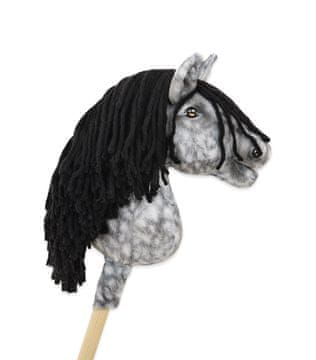 BB Hobby Horse Premium Srednji konj za štapove, sivo-pjegav s crnom grivom A4