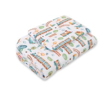Bobono Set posteljine za bebe s punjenjem, 2 dijela, 75x100cm NEWBORN - tirkizni vlak