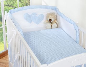 Bobono Posteljina od 3 dijela 135x100 - Plava karirana srca