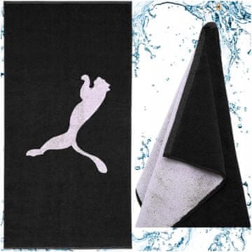 Puma Y6216 ručnik za kupanje, za bazen, plažu, trening, crni, 50x100 cm
