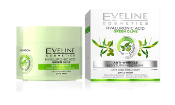 Eveline krema protiv bora s hijaluronskom kiselinom, zelena maslina, dan/noć, 50 ml