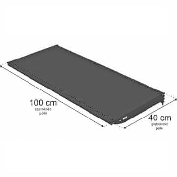 Puna polica Basic D-100 cm Š-40 cm antracit RAL7016 + 2 kom. nosača Š-40 cm N