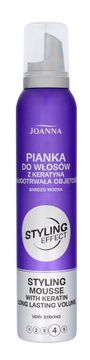 Joanna Styling Effect pjena za kosu s keratinom za dugotrajan volumen - ekstra jaka 150 ml