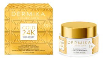 Dermika Luxury Gold 24K Total Benefit luksuzna stimulirajuća krema za mlade 55+ za dan i noć 50 ml