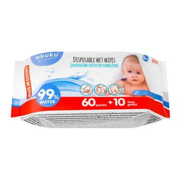 AKUKU Jednorazowe chusteczki nawilżane wodą A0031 70 sztuk