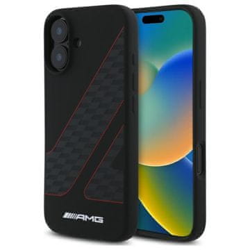 MERCEDES MagSafe futrola s kariranom zastavom za iPhone 16 AMG, crna