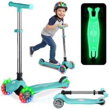 Ricokids Glow trokotačni balansirajući skuter za djecu, svijetli u mraku - tirkizni