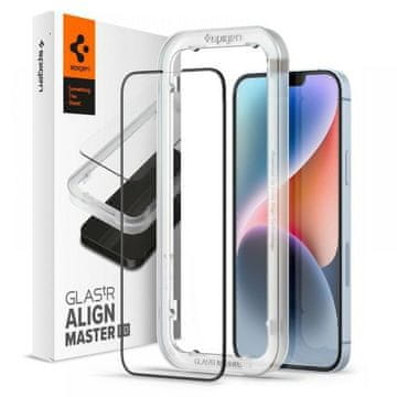 Spigen Kaljeno staklo za iPhone 14 crni okvir