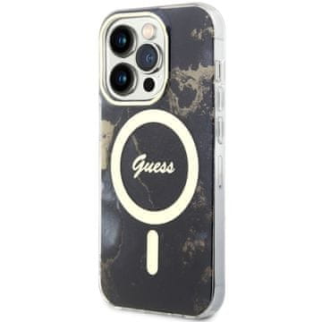 Guess Guess Tvrda Futrola Za Iphone 14 Pro 6.1 Za Magsafe Mramorna Pozadina Zlatna