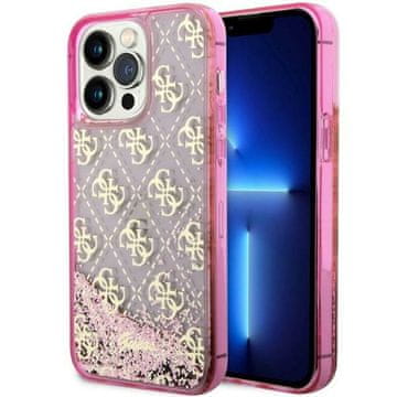 Guess Liquid Glitter 4G maskica za iPhone 14 Pro, ružičasta