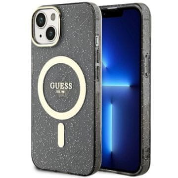 Guess zlatna maskica za MagSafe s glitterom za iPhone 14, crna