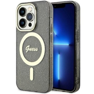 Guess Futrola za iPhone 14 Pro Max Hardcase Glitter Gold MagSafe crna