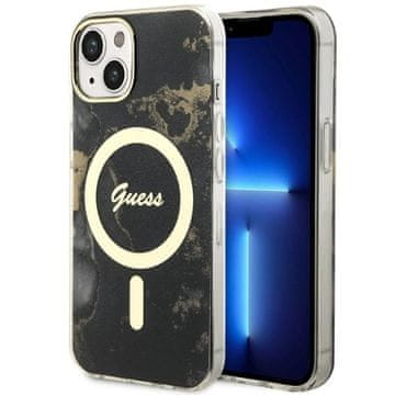 Guess zlatna mramorna MagSafe maskica za iPhone 14 Plus, crna